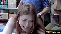 Petite redhead shopliter teen sacrafices her pussy hole for freedom